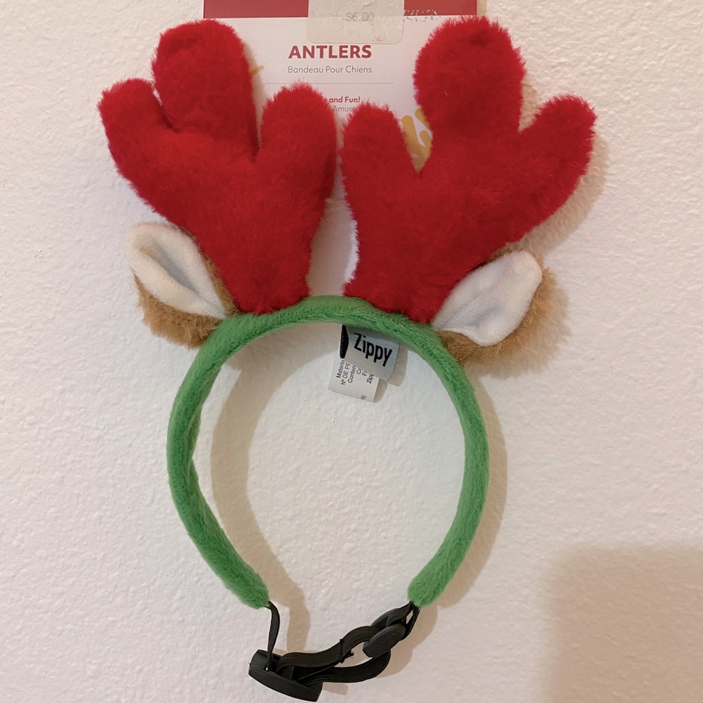 🎄Zippy Paws Dog/Pet Reindeer Antlers Headband - Small